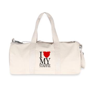 Ich liebe meinen Staffie mit Herzkopf - 008b - Recycelte Canvas-Sporttasche von Stanley/Stella - Naturweiß - Vorne