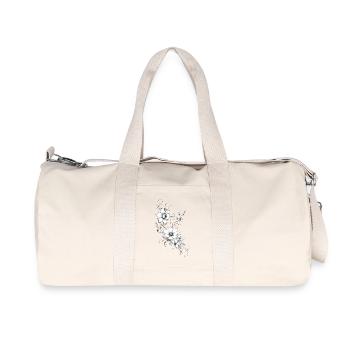Schwarz-weiße lineare Blüten - Recycelte Canvas-Sporttasche von Stanley/Stella - Naturweiß - Vorne
