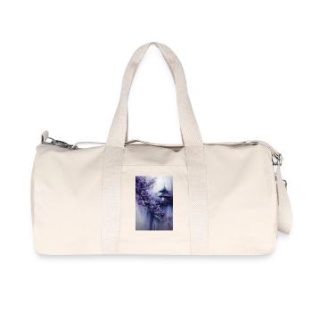 Lila Pagode und Blumen - Recycelte Canvas-Sporttasche von Stanley/Stella - Naturweiß - Vorne