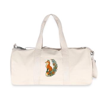 Folk Art Fox Wildflower Tail - Recycled Canvas Sports Bag by Stanley/Stella - natural - Front