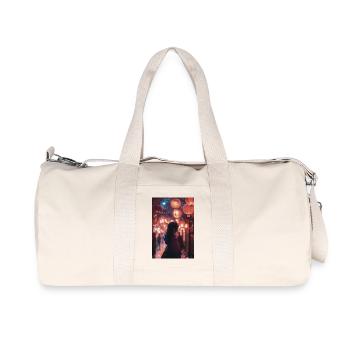 Silhouette unter roten Nachtlaternen - Recycelte Canvas-Sporttasche von Stanley/Stella - Naturweiß - Vorne