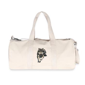 Illustration de loup - Sac de sport en toile recyclée Stanley/Stella - blanc naturel - Devant