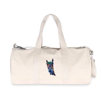 Buntes Pferdeporträt Farbschimmer - Recycelte Canvas-Sporttasche von Stanley/Stella - Naturweiß - Vorne