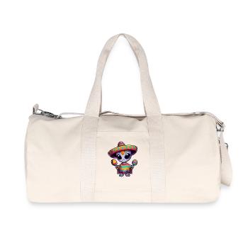 Cinco de Mayo Alien Cute Cartoon Green Eyes Design - Recycled Canvas Sports Bag by Stanley/Stella - natural - Front