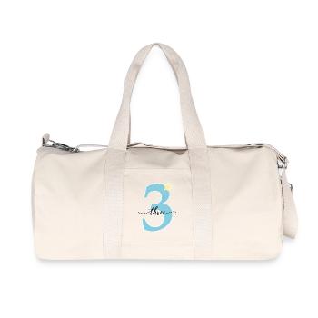 3ème anniversaire trois ans - Sac de sport en toile recyclée Stanley/Stella - blanc naturel - Devant