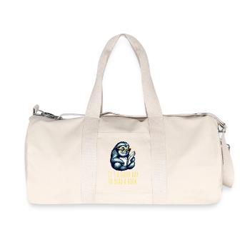 Sloth reads a book, read, books, library - Recycled Canvas Sports Bag by Stanley/Stella - natural - Front