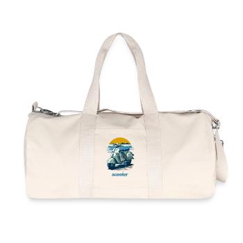 Vintage Scooter mit Bergkulisse - Recycelte Canvas-Sporttasche von Stanley/Stella - Naturweiß - Vorne