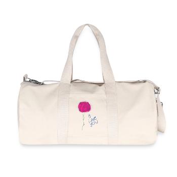 Abstract floral illustration with love message - Recycled Canvas Sports Bag by Stanley/Stella - natural - Front