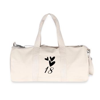 18. 18 YEARS OLD. 18th ANNIVERSARY. BIRTHDAY 18 YEARS. - Recycled Canvas Sports Bag by Stanley/Stella - natural - Front