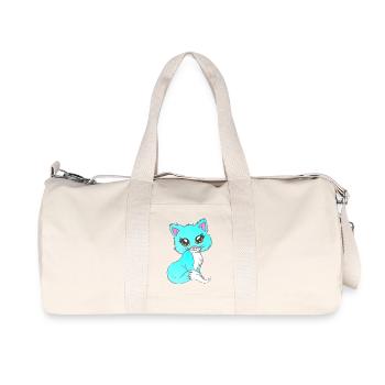 sitzende katze türkies, geschenkidee frau - Recycelte Canvas-Sporttasche von Stanley/Stella - Naturweiß - Vorne