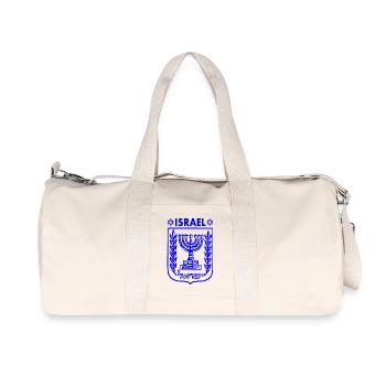 Menorah Coat of Arms of Israel Coat of Arms of Israel - Recycled Canvas Sports Bag by Stanley/Stella - natural - Front