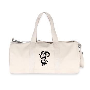 Lustige Ziege mit dem größten Grinsen und Hörnern - Recycelte Canvas-Sporttasche von Stanley/Stella - Naturweiß - Vorne