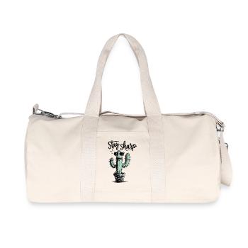 Cactus humoristique avec des lunettes de soleil - Sac de sport en toile recyclée Stanley/Stella - blanc naturel - Devant