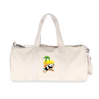Baby panda bear relaxing on the deck chair - Recycled Canvas Sports Bag by Stanley/Stella - natural - Front