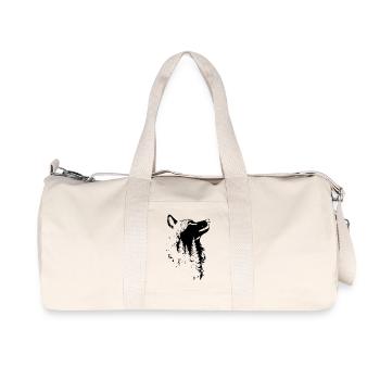 Wolf Gesicht Wald Silhouette - Recycelte Canvas-Sporttasche von Stanley/Stella - Naturweiß - Vorne