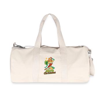 Vintage Christmas Pin-Up Illustration - Recycled Canvas Sports Bag by Stanley/Stella - natural - Front