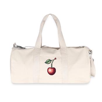 Cerise Pixel Rétro - Sac de sport en toile recyclée Stanley/Stella - blanc naturel - Devant