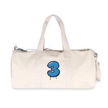 Dreier Tropfen Neon Blau - Recycelte Canvas-Sporttasche von Stanley/Stella - Naturweiß - Vorne