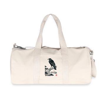 Japanese Raven, Mount Fuji, Ukiyo-e Vintage Style - Recycled Canvas Sports Bag by Stanley/Stella - natural - Front
