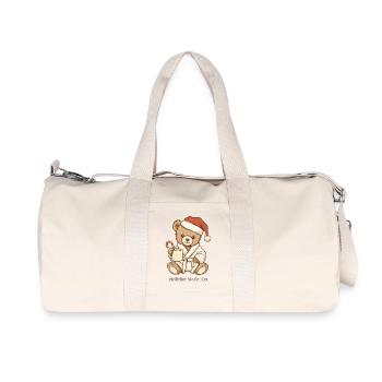 Vintage Teddy Holiday Mode On Weihnachten - Recycelte Canvas-Sporttasche von Stanley/Stella - Naturweiß - Vorne