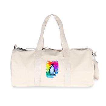 Colorful Penguin Watercolor - Recycled Canvas Sports Bag by Stanley/Stella - natural - Front