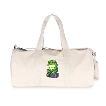 Grenouille se détend avec une cigarette - Sac de sport en toile recyclée Stanley/Stella - blanc naturel - Devant