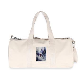 Silhouette hivernale: Père Noël et rennes - Sac de sport en toile recyclée Stanley/Stella - blanc naturel - Devant