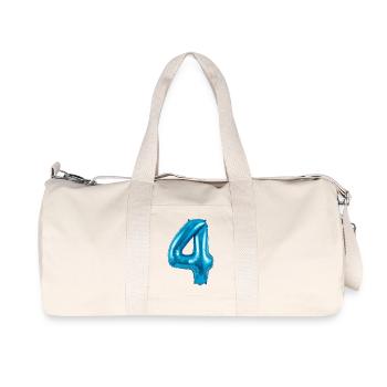 vier_blau - Recycelte Canvas-Sporttasche von Stanley/Stella - Naturweiß - Vorne