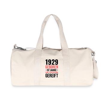 1929 geboren – Zur Perfektion gereift - Recycelte Canvas-Sporttasche von Stanley/Stella - Naturweiß - Vorne