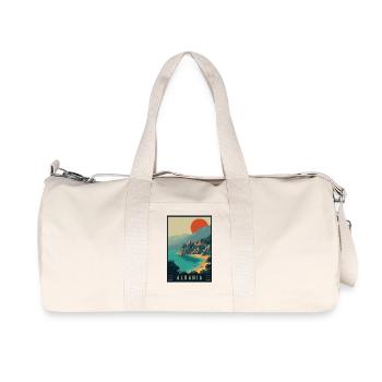 Discover Beaches Mountains and History of Albania - Recycled Canvas Sports Bag by Stanley/Stella - natural - Front