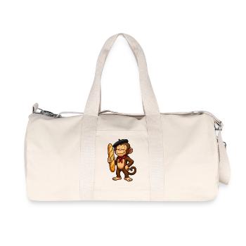 Baguette singe avec béret - Sac de sport en toile recyclée Stanley/Stella - blanc naturel - Devant