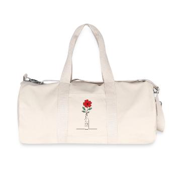 Blume rot in Weinflasche - Recycelte Canvas-Sporttasche von Stanley/Stella - Naturweiß - Vorne