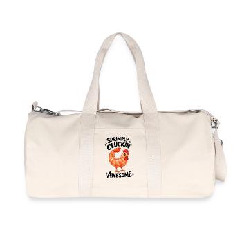 Henne mit Shrimps Lustiges Cartoon Motiv - Recycelte Canvas-Sporttasche von Stanley/Stella - Naturweiß - Vorne