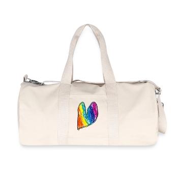 Rainbow Heart Wax Crayon - Recycled Canvas Sports Bag by Stanley/Stella - natural - Front