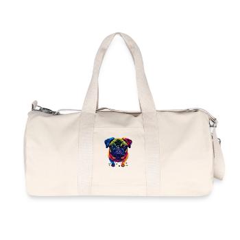 Mops Hund Bunte Farben Pop Art Regenbogen Carlino - Recycelte Canvas-Sporttasche von Stanley/Stella - Naturweiß - Vorne
