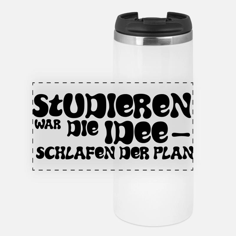 Studying was the idea – sleeping was the plan - Panoramic Thermal Cup - white