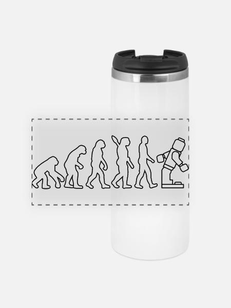 Klemmbaustein Evolution Menschheit Noppenbaustein - Panorama Thermobecher - Weiß