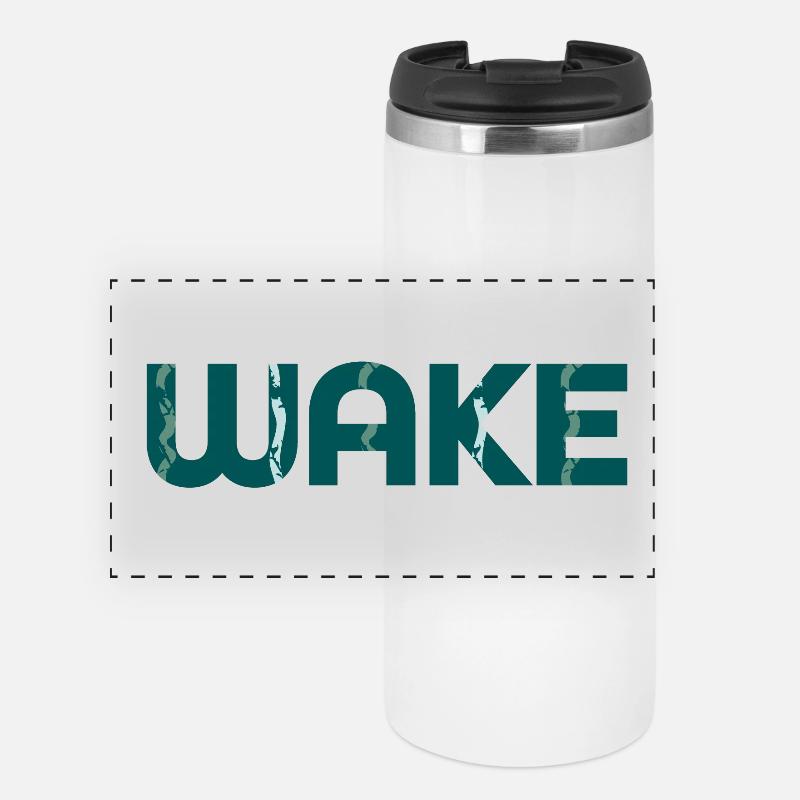 Wake, Aufwachen - Panorama Thermobecher - Weiß