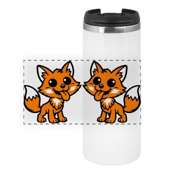 Couple Renard - Mug isotherme panoramique - blanc - Devant