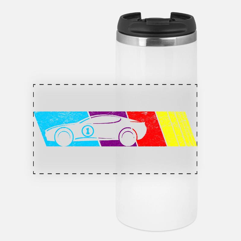 Abstrakte Farbexplosion Autodesign - Panorama Thermobecher - Weiß