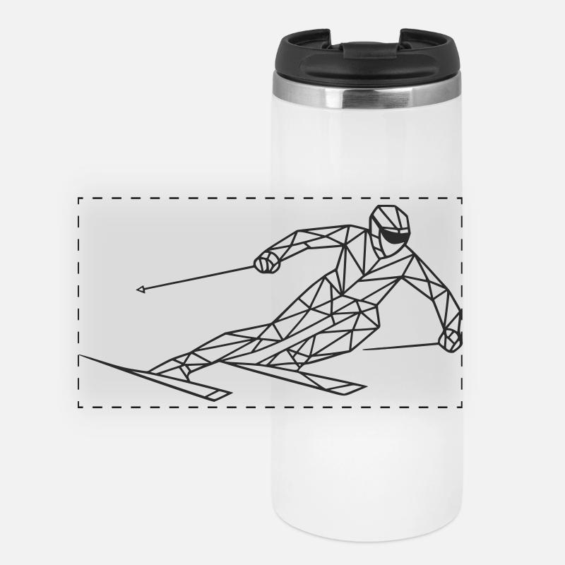 Geometric Ski Racer - Panoramic Thermal Cup - white