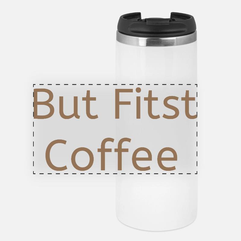 But First Coffee Minimalist Aesthetic Design - Panoramic Thermal Cup - white