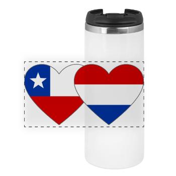 Chile_Holland_Flagge_Herz - Panorama Thermobecher - Weiß - Vorne