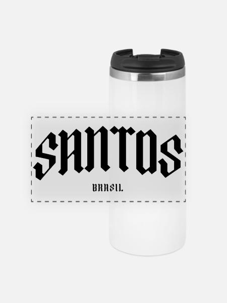 Santos Brasil Blackletter Design - Panorama Thermobecher - Weiß