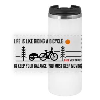 Aventure de voyage à vélo - Mug isotherme panoramique - blanc - Devant