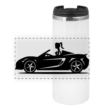 Car Convertible Woman - Panoramic Thermal Cup - white - Front