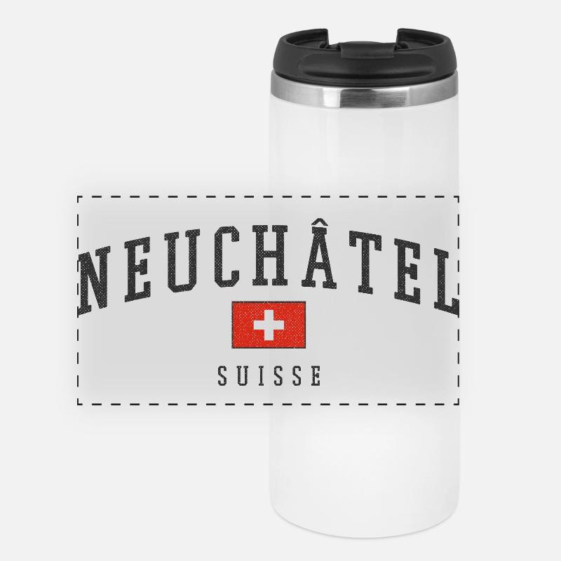 Neuchâtel Vintage Swiss Flag - Panoramic Thermal Cup - white