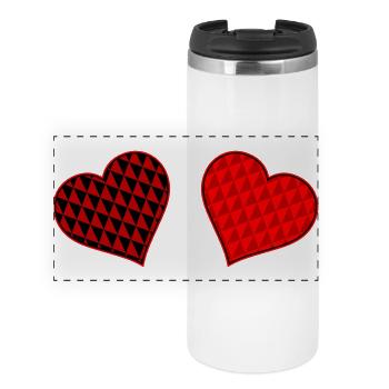 Geometric Heart Duo Red Black - Panoramic Thermal Cup - white - Front