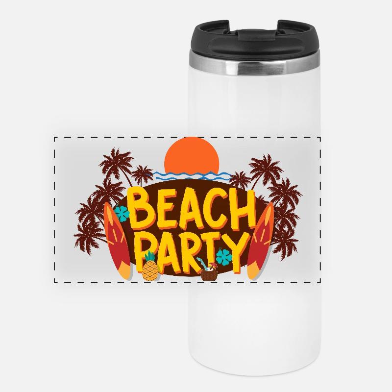 Beach Party – Sommer, Sonne & Surfvibes - Panorama Thermobecher - Weiß