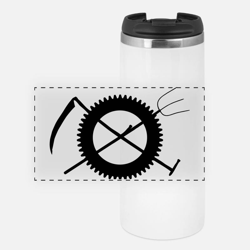 Fork scythe gear farmer icon - Panoramic Thermal Cup - white